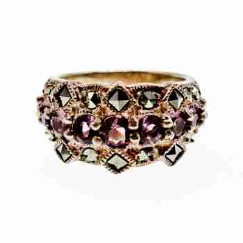Sky Jewelry Серебряное Кольцо с камнями Иолит и Марказит