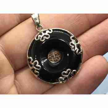 Sky Jewelry Кулон серебро 925 пробы с камнем Черный нефрит