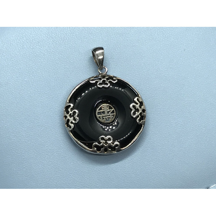 Sky Jewelry Кулон серебро 925 пробы с камнем Черный нефрит