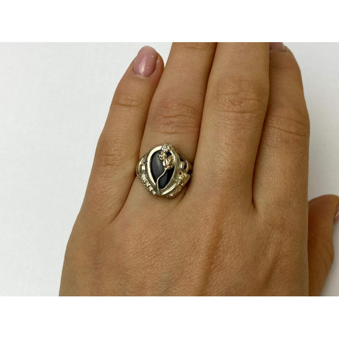 Sky Jewelry Серебряное Кольцо с Черным Ониксом 925 проба