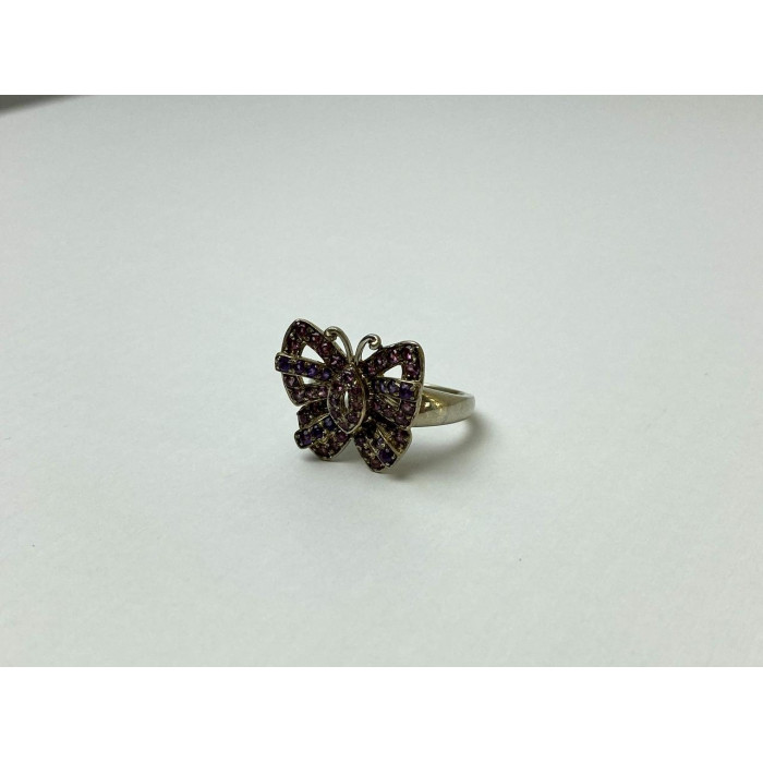 Sky Jewelry Серебряное Кольцо с камнями Иолит и розовый Топаз *Бабочка*
