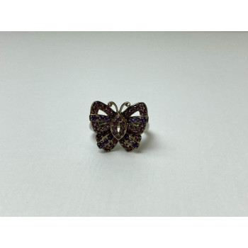 Sky Jewelry Серебряное Кольцо с камнями Иолит и розовый Топаз *Бабочка*