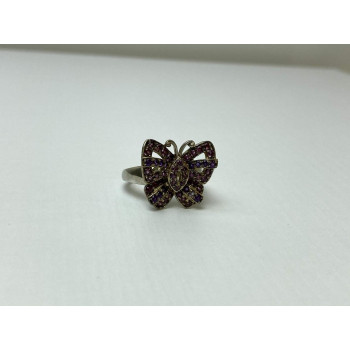 Sky Jewelry Серебряное Кольцо с камнями Иолит и розовый Топаз *Бабочка*