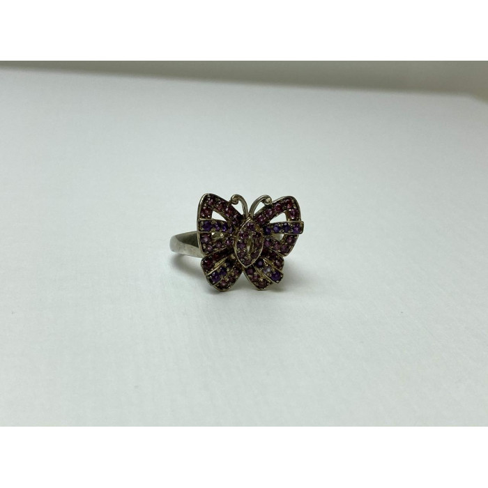 Sky Jewelry Серебряное Кольцо с камнями Иолит и розовый Топаз *Бабочка*