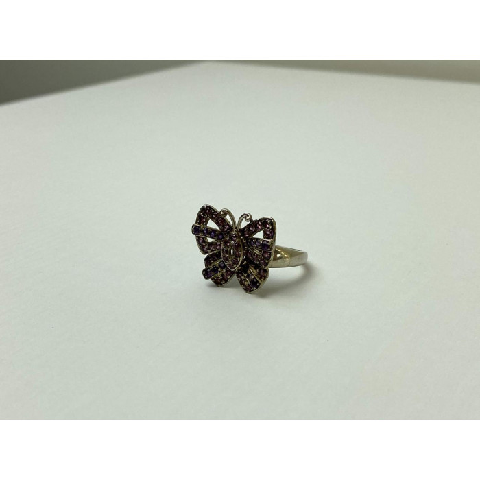 Sky Jewelry Серебряное Кольцо с камнями Иолит и розовый Топаз *Бабочка*