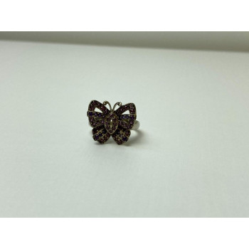 Sky Jewelry Серебряное Кольцо с камнями Иолит и розовый Топаз *Бабочка*