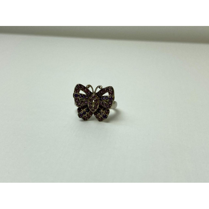 Sky Jewelry Серебряное Кольцо с камнями Иолит и розовый Топаз *Бабочка*