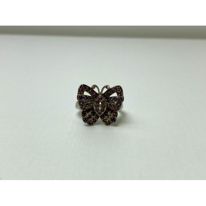 Sky Jewelry Серебряное Кольцо с камнями Иолит и розовый Топаз *Бабочка*