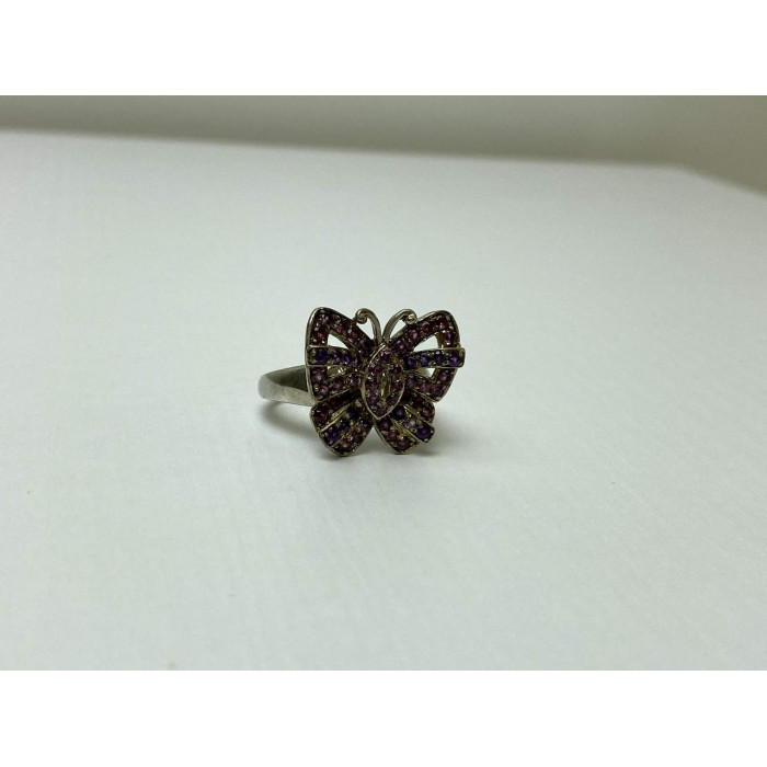 Sky Jewelry Серебряное Кольцо с камнями Иолит и розовый Топаз *Бабочка*