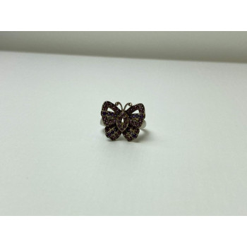 Sky Jewelry Серебряное Кольцо с камнями Иолит и розовый Топаз *Бабочка*