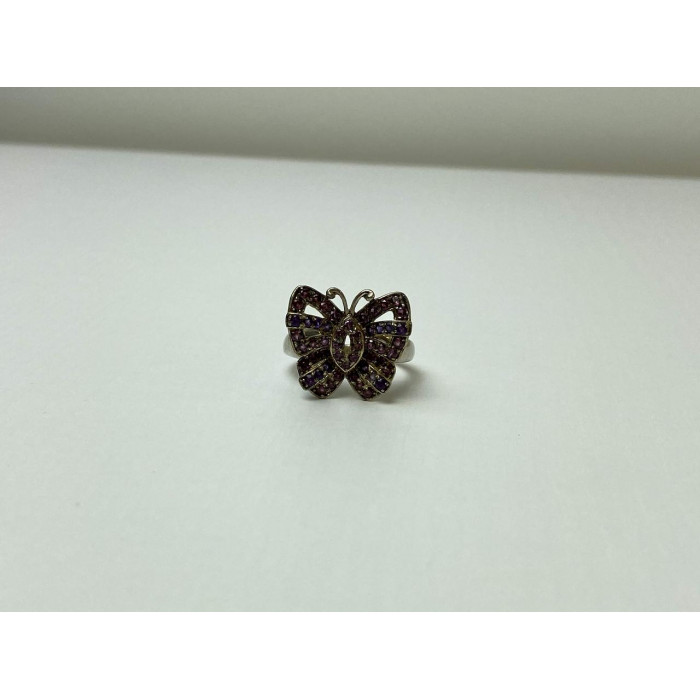 Sky Jewelry Серебряное Кольцо с камнями Иолит и розовый Топаз *Бабочка*