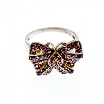 Sky Jewelry Серебряное Кольцо с камнями Иолит и розовый Топаз *Бабочка*