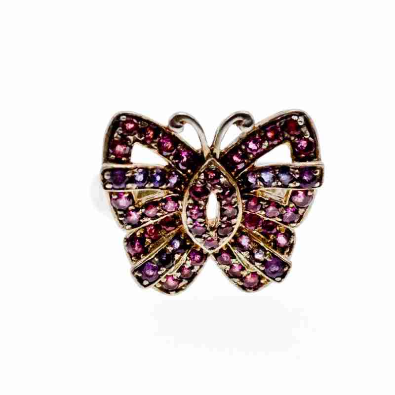Sky Jewelry Серебряное Кольцо с камнями Иолит и розовый Топаз *Бабочка*
