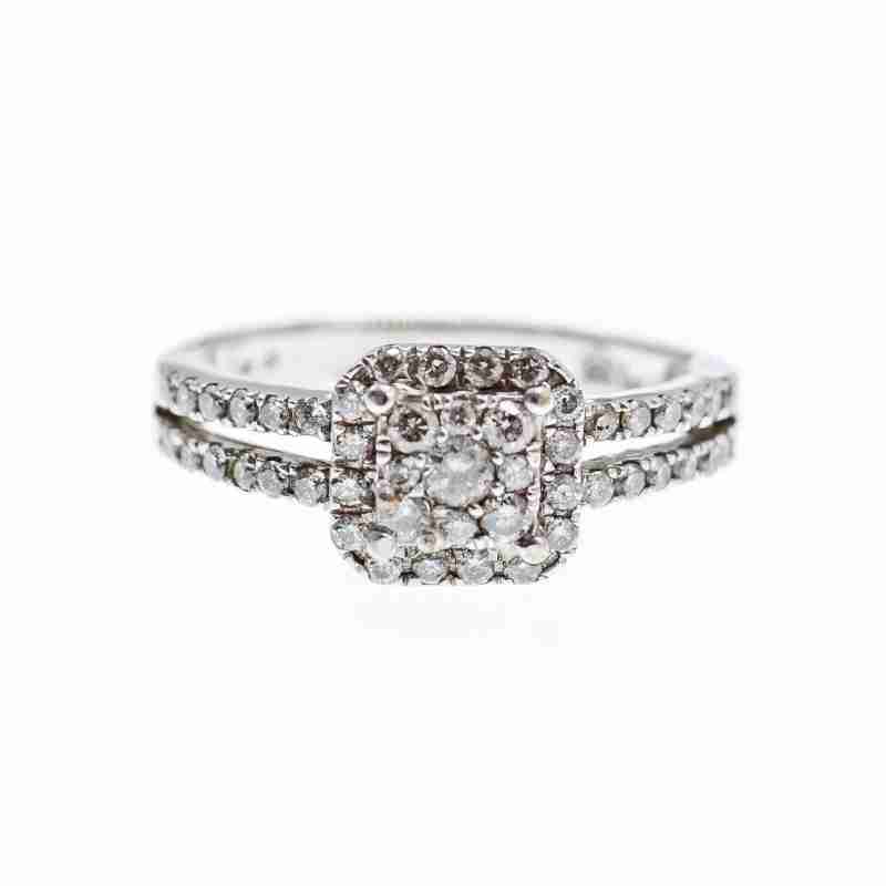 Sky Jewelry Золотое Кольцо 10К (417 проба) с Бриллиантами  *Блеск Алмаза