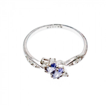 Sky Jewelry Серебряное Кольцо с Танзанитом и фианитами 925 проба