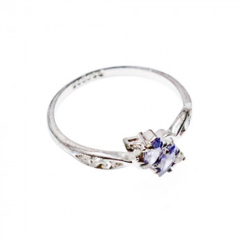 Sky Jewelry Серебряное Кольцо с Танзанитом и фианитами 925 проба