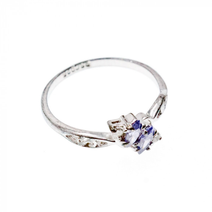 Sky Jewelry Серебряное Кольцо с Танзанитом и фианитами 925 проба