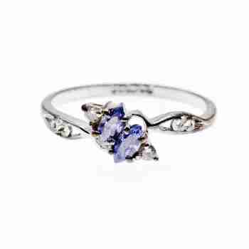 Sky Jewelry Серебряное Кольцо с Танзанитом и фианитами 925 проба