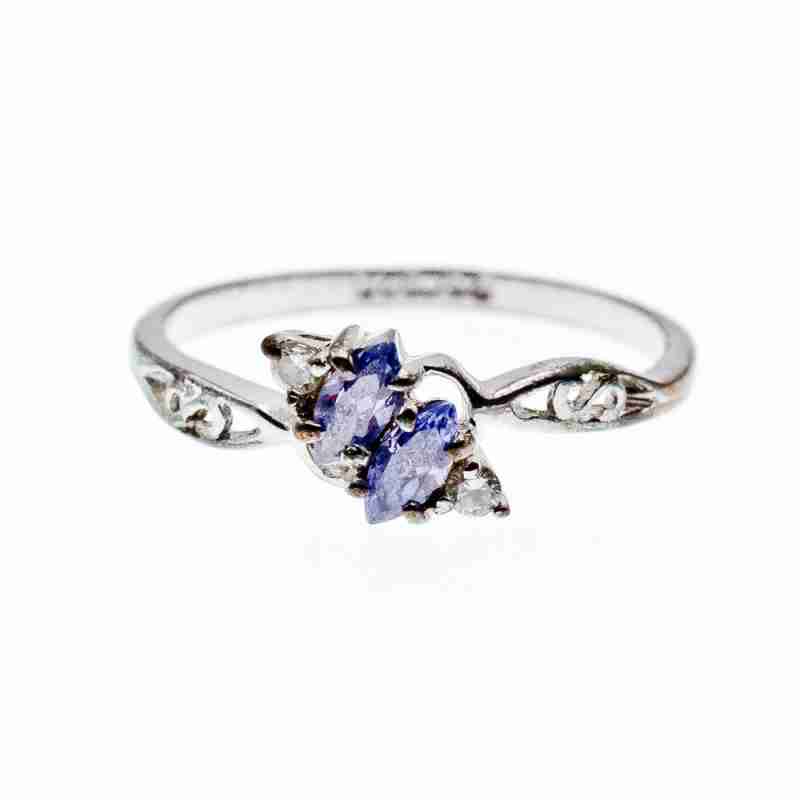 Sky Jewelry Серебряное Кольцо с Танзанитом и фианитами 925 проба