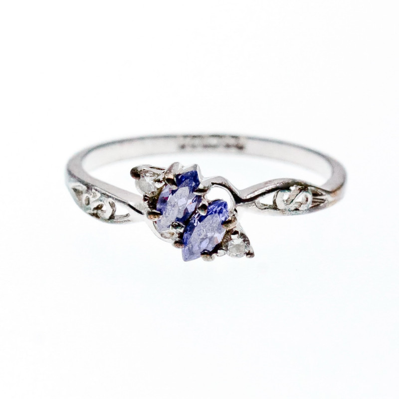 Sky Jewelry Серебряное Кольцо с Танзанитом и фианитами 925 проба