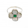 Sky Jewelry Серебряное Кольцо с Перламутром и зеленым Нефритом *Цветок*