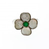 Sky Jewelry Серебряное Кольцо с Перламутром и зеленым Нефритом *Цветок*