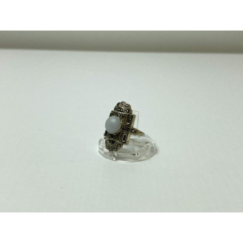 Sky Jewelry Винтажное Серебряное кольцо с Агатом камнями Морион и Гошенит (Берилл)