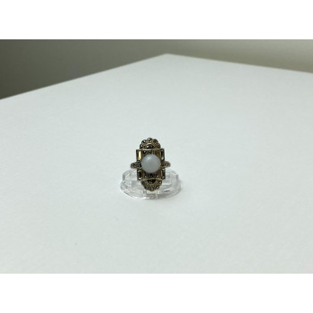 Sky Jewelry Винтажное Серебряное кольцо с Агатом камнями Морион и Гошенит (Берилл)