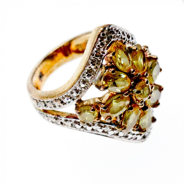 Sky Jewelry Серебряное Кольцо в позолоте  с Цитрином