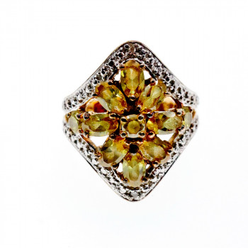 Sky Jewelry Серебряное Кольцо в позолоте  с Цитрином