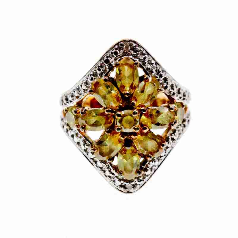 Sky Jewelry Серебряное Кольцо в позолоте  с Цитрином