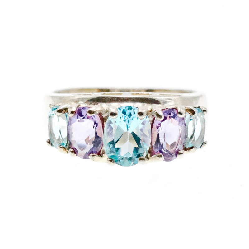 Sky Jewelry Серебряное Кольцо с камнями Танзанит и голубая Шпинель