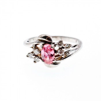 Sky Jewelry Серебряное Кольцо с Морганитом и Фианитами