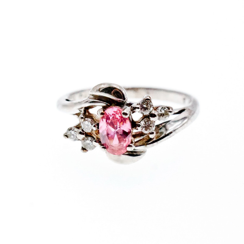 Sky Jewelry Серебряное Кольцо с Морганитом и Фианитами