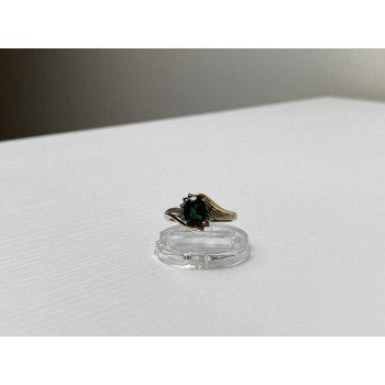 Sky Jewelry Серебряное Кольцо со вставками из позолоты с  Изумрудом