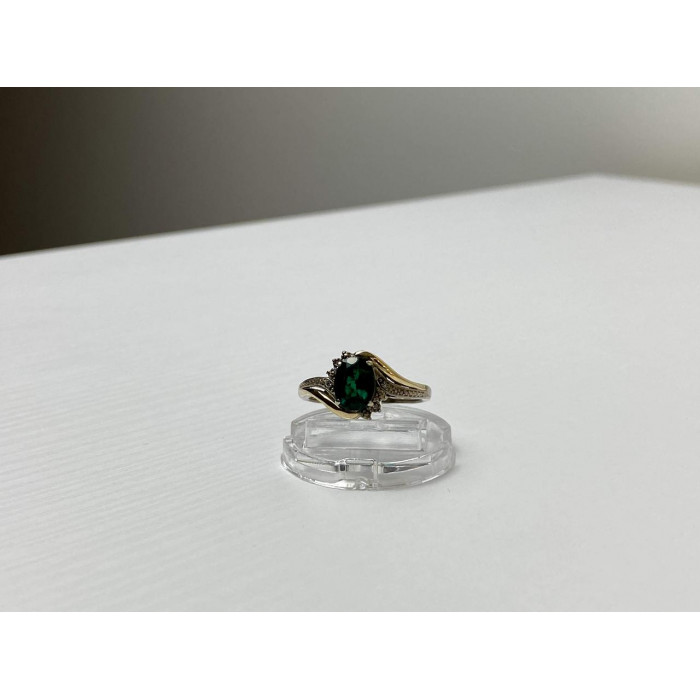 Sky Jewelry Серебряное Кольцо со вставками из позолоты с  Изумрудом