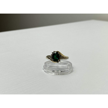 Sky Jewelry Серебряное Кольцо со вставками из позолоты с  Изумрудом