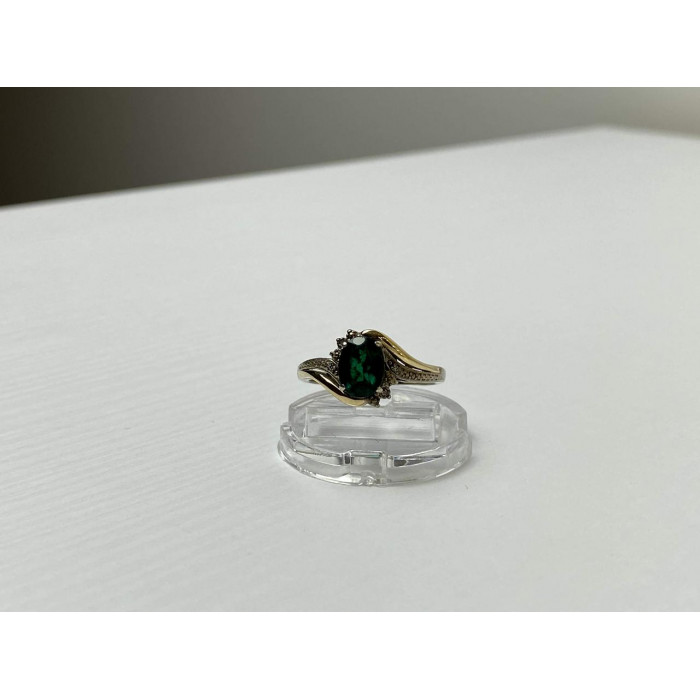 Sky Jewelry Серебряное Кольцо со вставками из позолоты с  Изумрудом