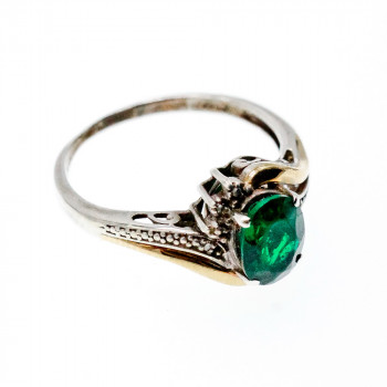 Sky Jewelry Серебряное Кольцо со вставками из позолоты с  Изумрудом
