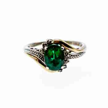 Sky Jewelry Серебряное Кольцо со вставками из позолоты с  Изумрудом