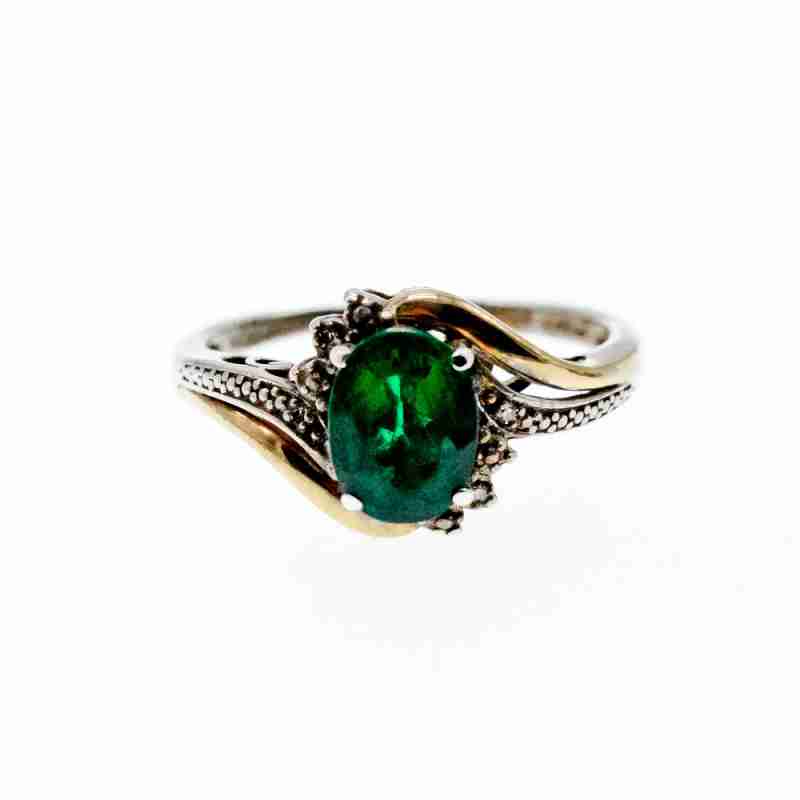 Sky Jewelry Серебряное Кольцо со вставками из позолоты с  Изумрудом