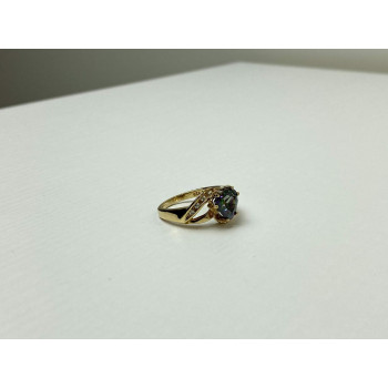 Sky Jewelry Серебряное Кольцо в позолоте с Александритом и Фианитами