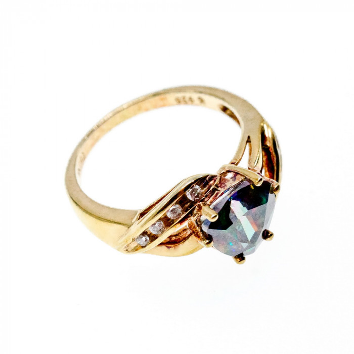 Sky Jewelry Серебряное Кольцо в позолоте с Александритом и Фианитами