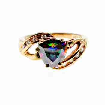 Sky Jewelry Серебряное Кольцо в позолоте с Александритом и Фианитами