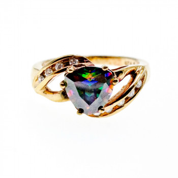 Sky Jewelry Серебряное Кольцо в позолоте с Александритом и Фианитами