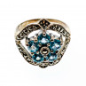 Sky Jewelry Серебряное кольцо 925 проба с голубым Топазом и камнями Морион