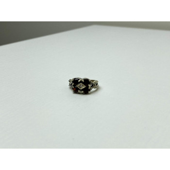 Sky Jewelry Серебряное кольцо 925 проба с Альмандином и Фианитом