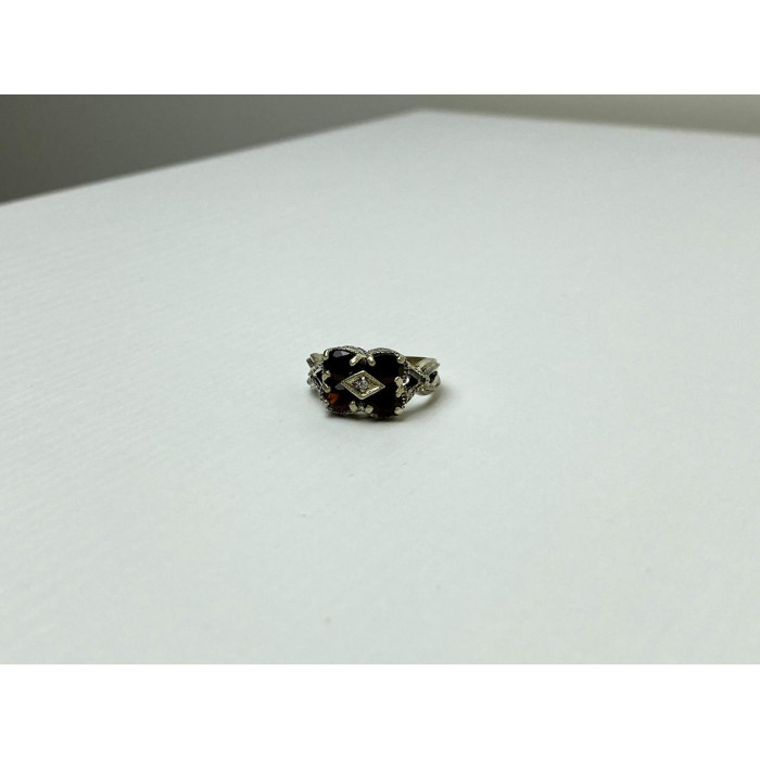 Sky Jewelry Серебряное кольцо 925 проба с Альмандином и Фианитом