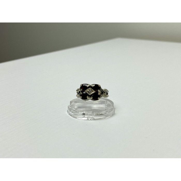 Sky Jewelry Серебряное кольцо 925 проба с Альмандином и Фианитом