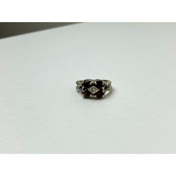 Sky Jewelry Серебряное кольцо 925 проба с Альмандином и Фианитом